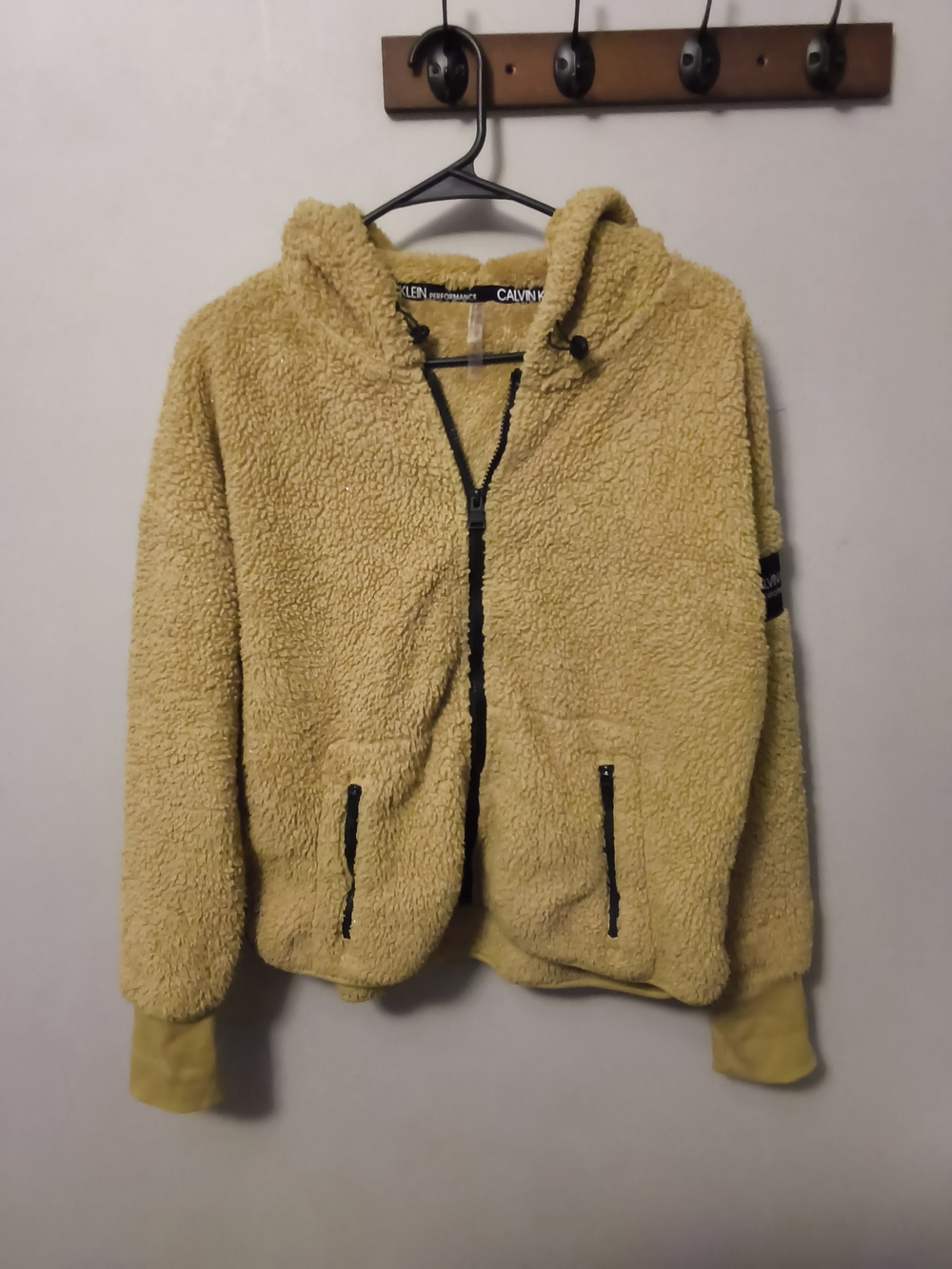 Calvin Klein Men's Sherpa Zip Hoodie Jacket - Mustard